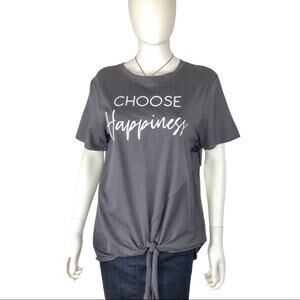 Choose Happiness Graphic NWT Grey Tee 100% Cotton Short Sleeve Sweet Soul